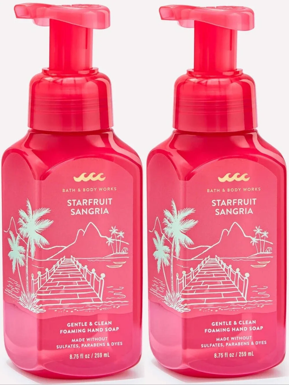 Bath & Body Works Starfruit Sangria Gentle Foaming Hand Soap Set of 2 NEW RARE